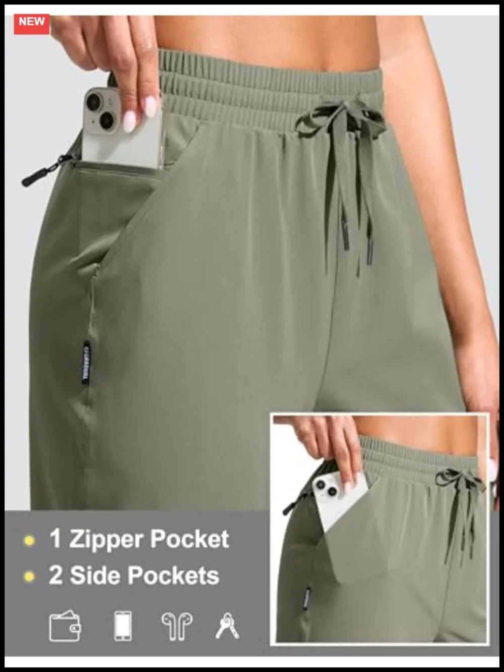 Women's Long Hiking Shorts Quick Dry Water Resistant UPF 50+ Zipper Pocket 13